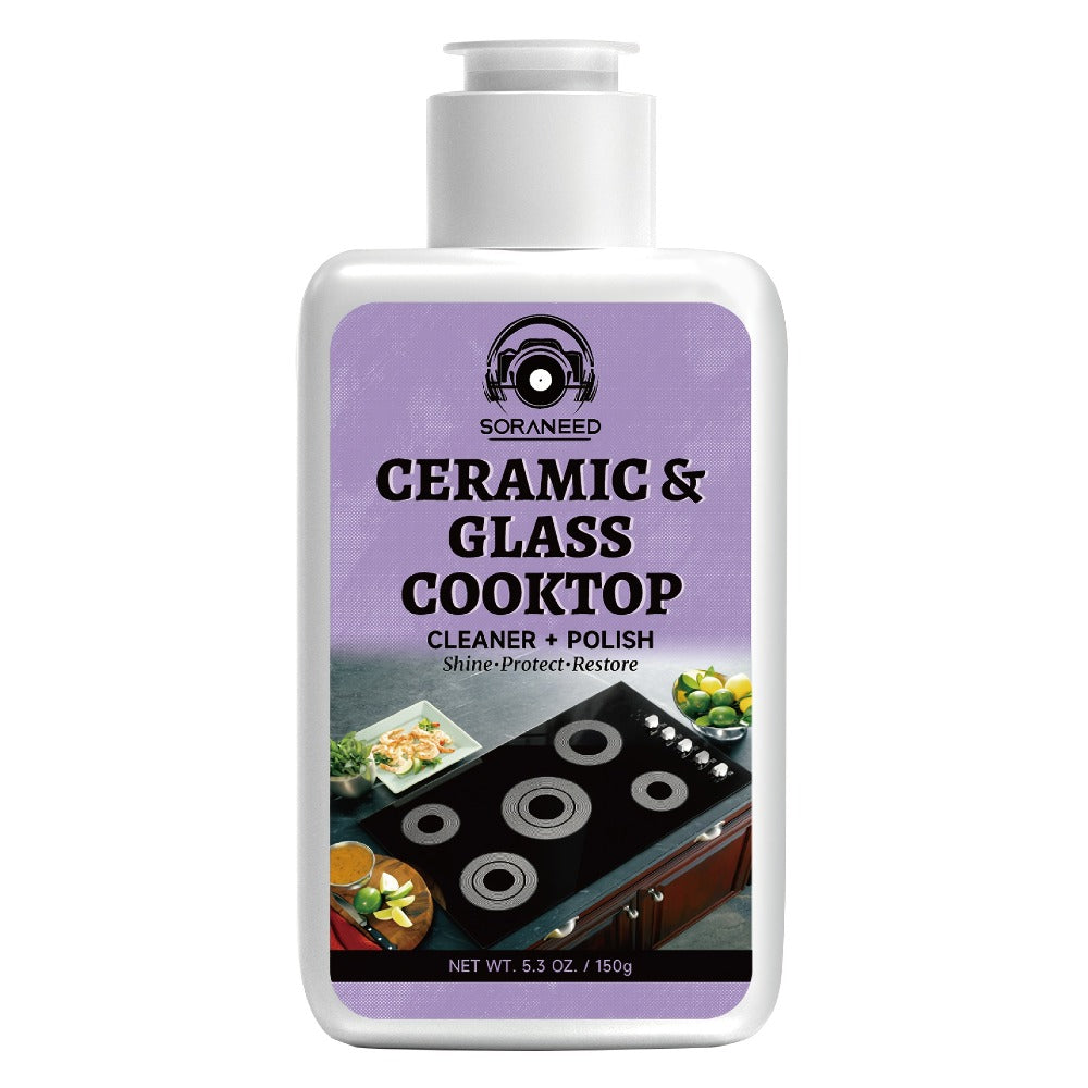 Ceramic Stovetop Cleaner Cream, Glass Stove Top Cleaning Paste, Removes Burnt-On Grease & Stains