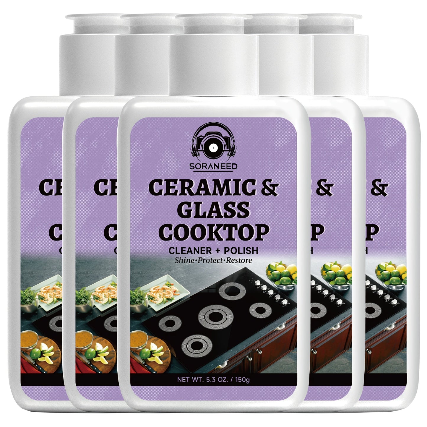 Ceramic Stovetop Cleaner Cream, Glass Stove Top Cleaning Paste, Removes Burnt-On Grease & Stains