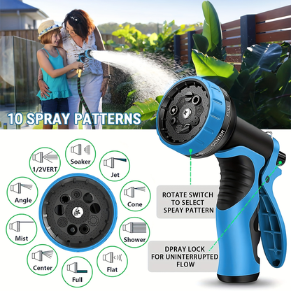 Expandable Garden Hose with 10-Function Nozzle, 3/4" Brass Fittings, Leakproof, Durable Rubber, 15 to 100FT
