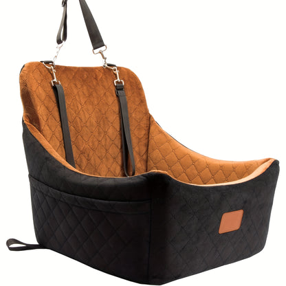 Dog Car Seat for Medium & Large Dogs | Memory Foam Pet Travel Car Bed with Seat Belt Pass-Through, Adjustable Straps