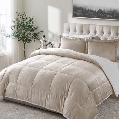 Sherpa Fleece Comforter Set Extra Thick Plush Microfiber Reversible Soft Warm Luxury Bed Blanket Twin XL Full Queen King 10 Colors