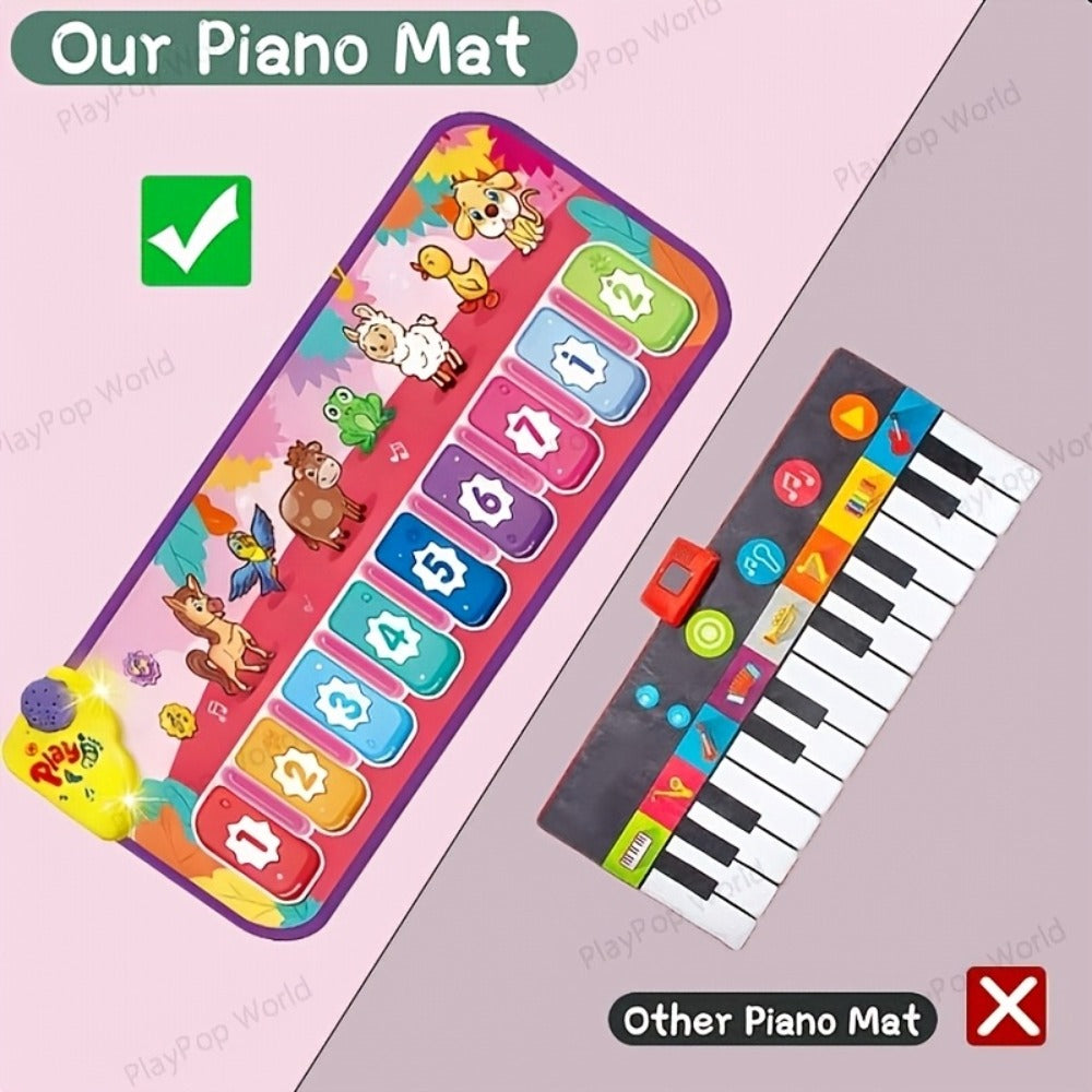 Kids Piano Mat Farm Animal, Musical Play Mat for Babies & Toddlers, Sensory Dance Keyboard Touch Blanket