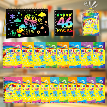 Scratch Art Notebooks 48 Pack Rainbow Scratch Paper Party Favors for Kids Birthday Gifts for Parties, Celebrations and Guest Favors