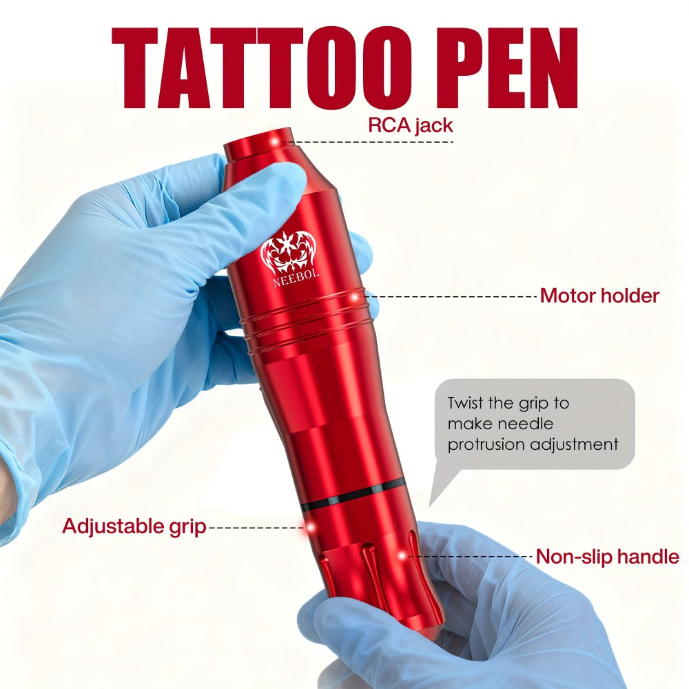 Tattoo Machine Kit Neebol L01 Pro Wireless Rotary Pen with LCD Display and Black or Red Complete Kit Options