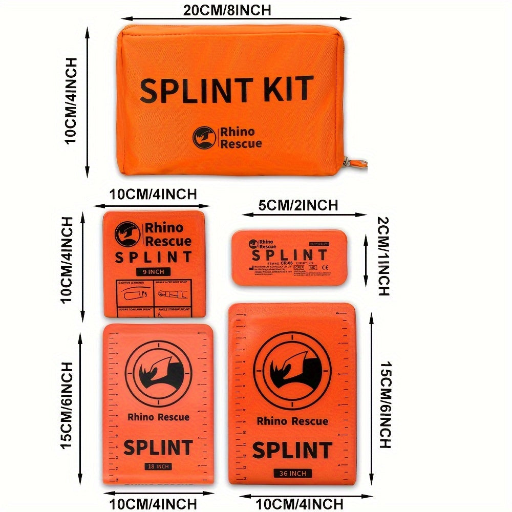 Emergency Splint Set 4pcs – Rollable First Aid Splints in 4 Sizes (36", 18", 9", 4"), Lightweight Compact Medical Splint for Outdoor