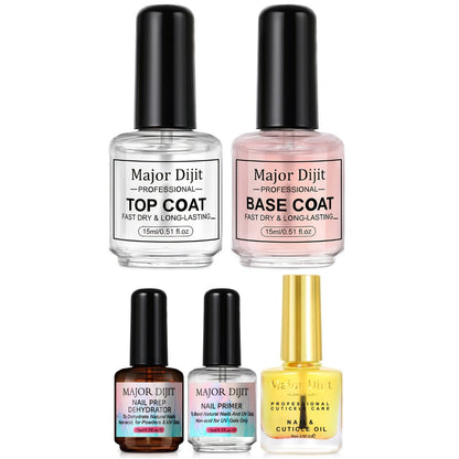 Nail Base Coat and Top Coat Kit – High Gloss Long-Lasting Air Dry Non-Gel Nail Care Set with Nutrient Oil & Drying Agent