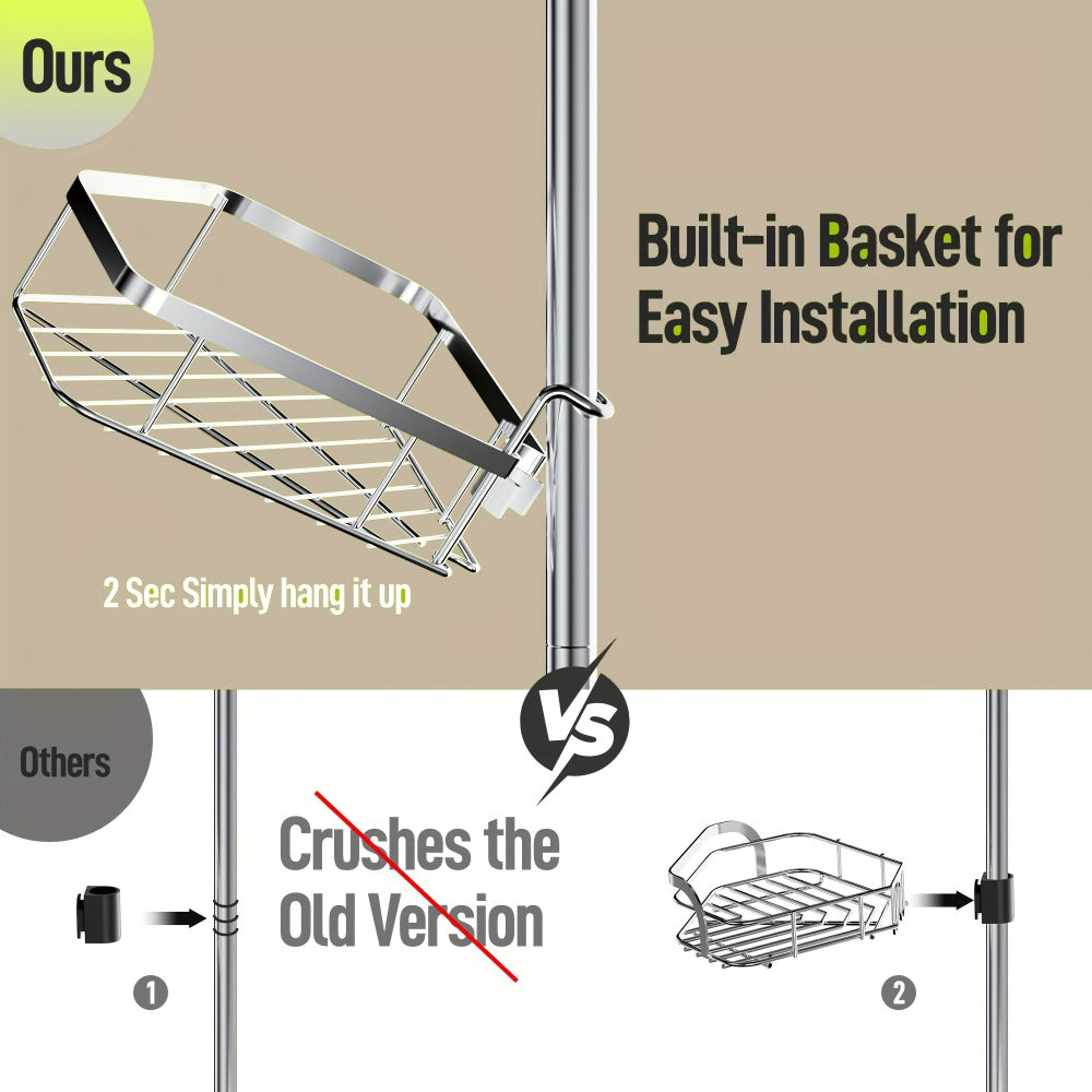 Corner Shower Caddy Tension Pole No Drilling Shower Organizer Shelf with Hooks for Bathroom for Bath Time, Home Spa and Personal Care