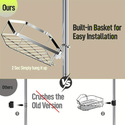 Corner Shower Caddy Tension Pole No Drilling Shower Organizer Shelf with Hooks for Bathroom for Bath Time, Home Spa and Personal Care