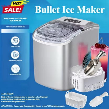 Pebble Ice Maker Countertop, /24H, 2 Ice Cube Sizes, Sonic Bullet Ice Machine, Auto-Cleaning, Stainless Steel