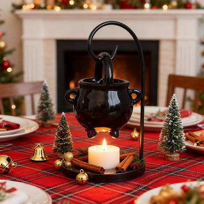 Ceramic Wax Melter Hanging Incense Holder Tealight Diffuser Black Witch Style Home Decor for Everyday Face, Beard and Body Grooming