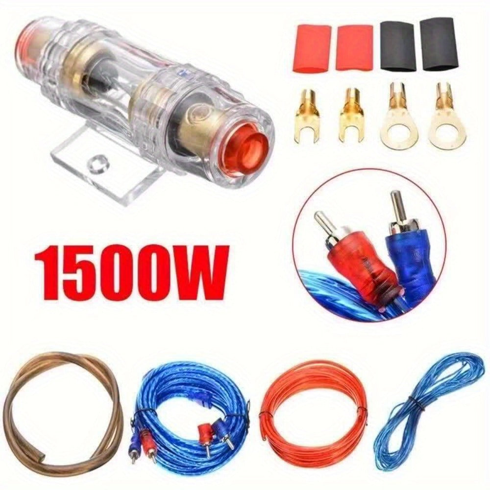 Amplifier Wiring Kit 10 Gauge 1500W – Complete Car Audio Amp Install Kit with RCA Cable, Power & Ground Wire, Remote Cable, AGU Fuse Holder