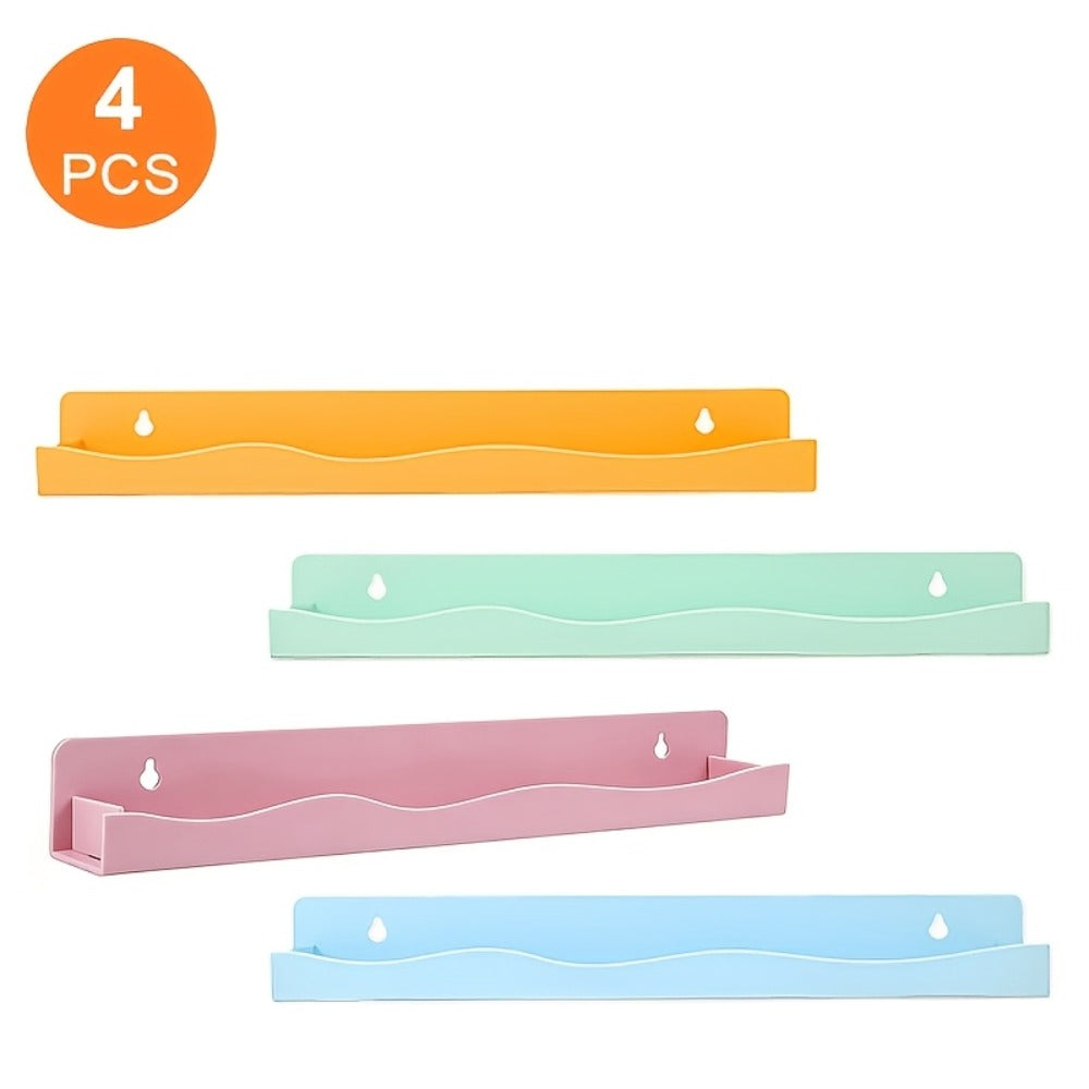 Iridescent Acrylic Wall Display Shelves in Two- or Four-Piece Sets with Pink and Multicolor Options