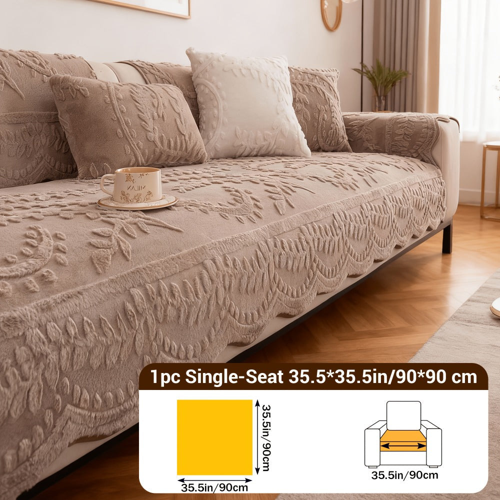 Sofa Cover Quilted Plush-Texture Panels in 35.5-Inch Width for 1 to 4 Seats, Backrest or Armrest