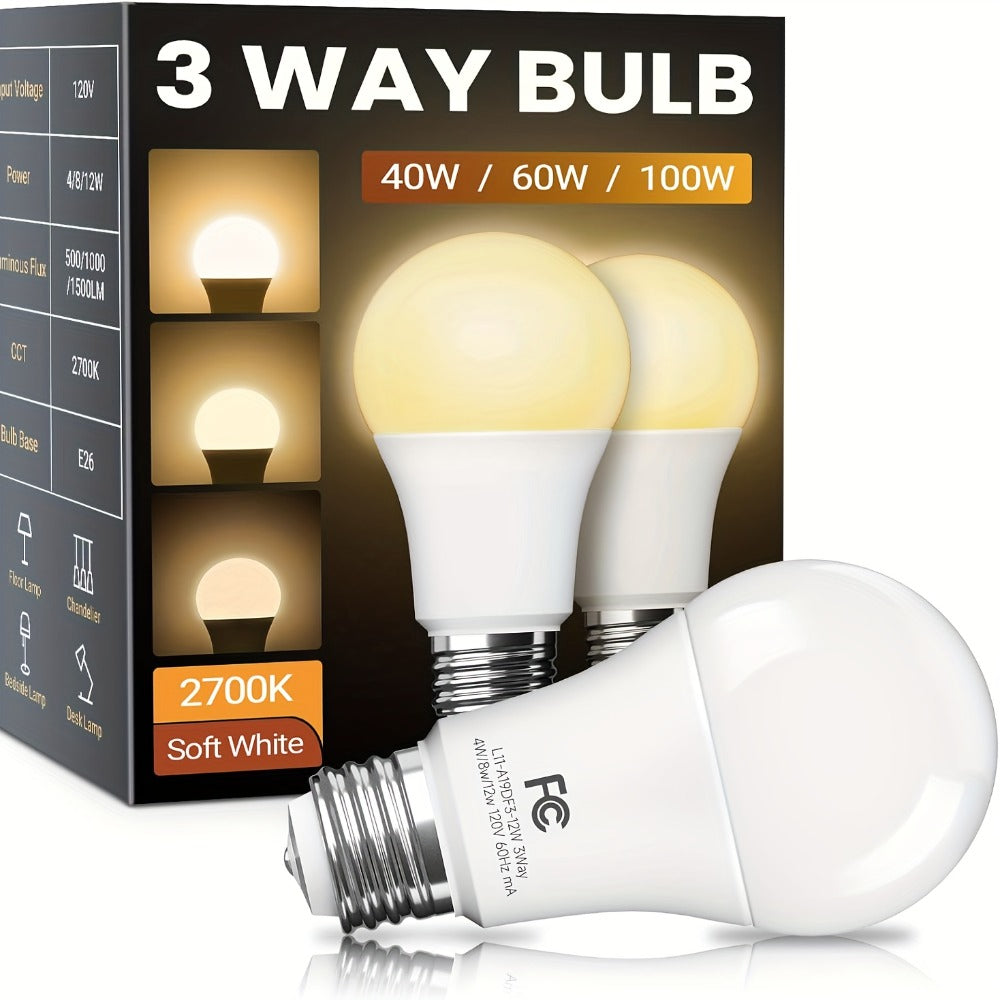 3-Way LED Light Bulb A19 40 60 100W Equivalent 1500 Lumens E26 Base – Soft White 2700K & Daylight 5000K Three-Way Bulb for Bedroom Living