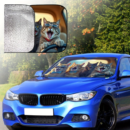 Cute Cat Windshield Sunshade Foldable Car Sun Shade UV Protection Heat Dissipation Front Window Sun Blocker Automotive Interior Accessory