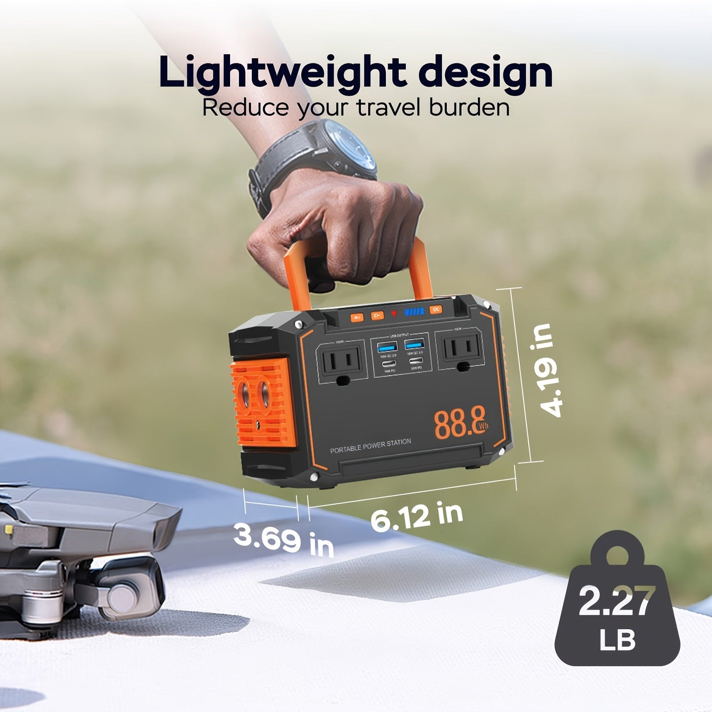 Portable Power Station 88.8Wh or 111Wh with AC, USB-C, USB-A and Optional 30W Solar Panel for Camping