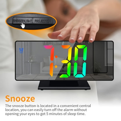 Color-Screen Projection Alarm Clock with 180-Degree Rotating Projector, Temperature Display and Snooze