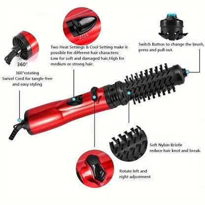 Rotating Hot Air Brush 2-in-1 Auto Curl & Straighten Styling Comb, One-Step Salon Blowout Results at Home
