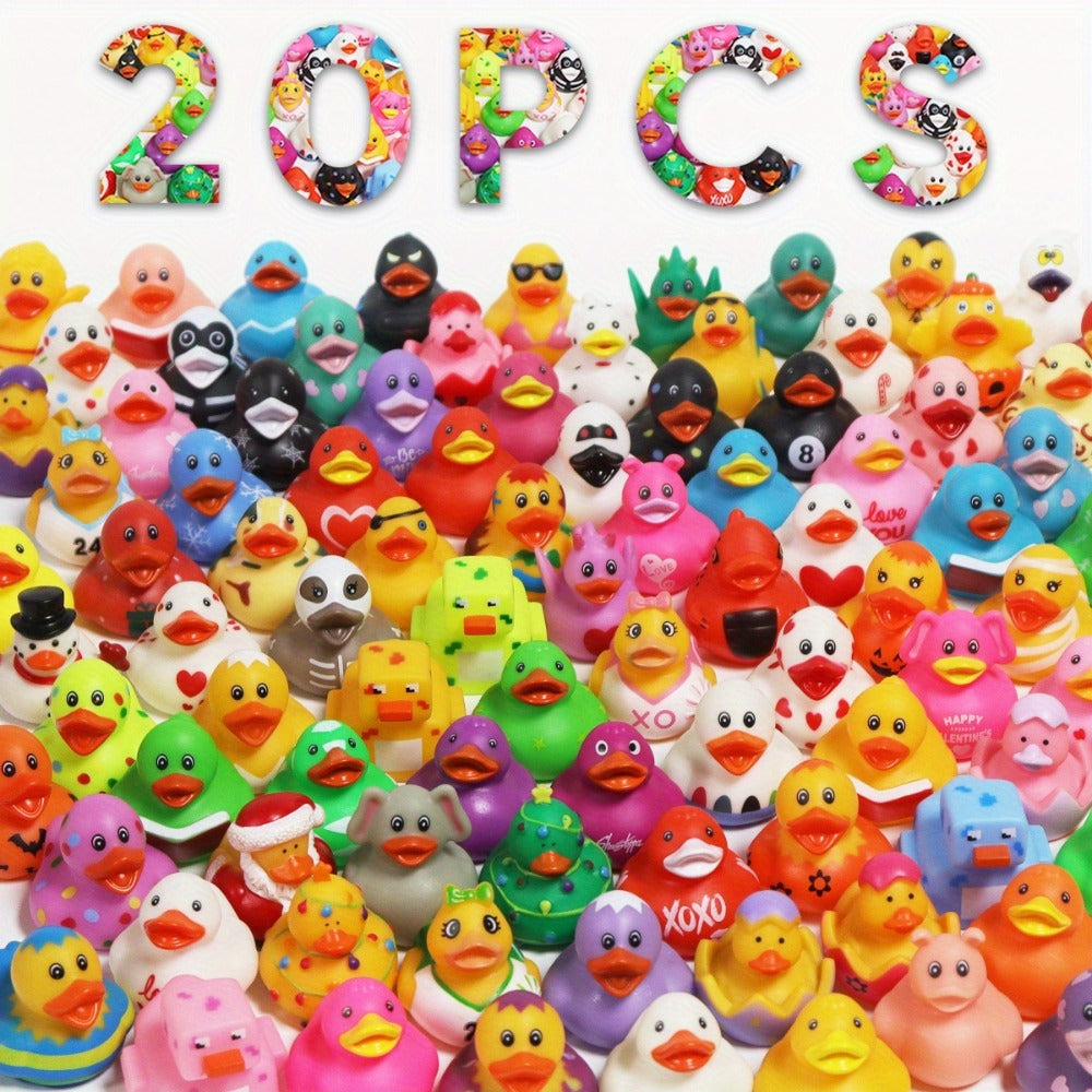 Mini Rubber Ducks Bulk Set, 2" Floating Bath Toy Variety for Kids, Cute Assorted Ducks for Bath Time