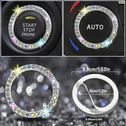 8-Piece Rhinestone Car Interior Accessories Set with Steering Wheel Cover, Coasters and Seat Belt Pads