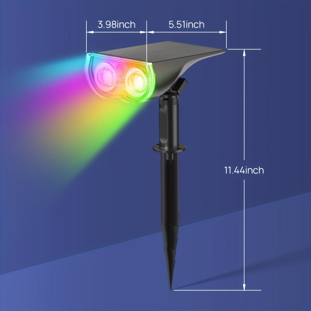 Solar Outdoor Spotlights RGB Smart Color Changing, App & Voice Control, Music Sync, 16M Colors, 14H Battery