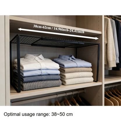 Expandable Cabinet Shelf Organizer, Metal Height-Adjustable Wardrobe Shelf Divider, Vertical Space-Saving Storage Rack for Kitchen