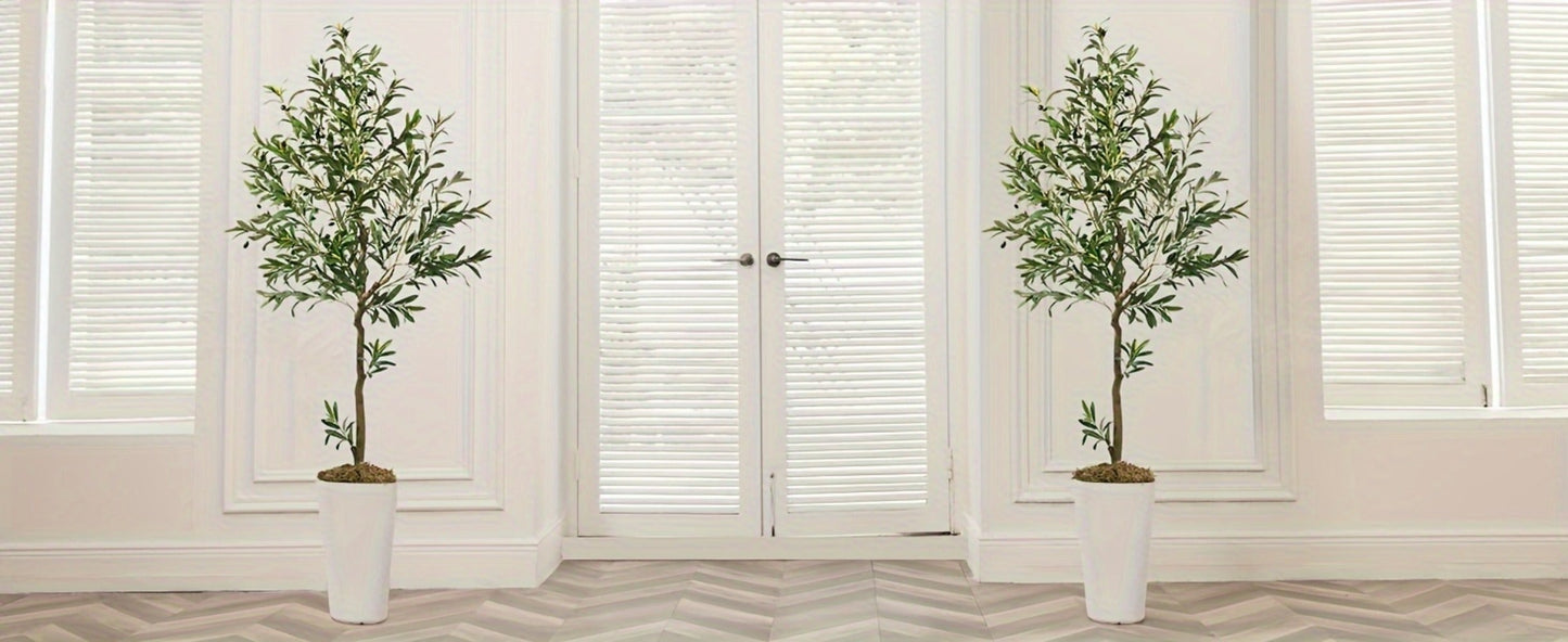 Artificial Olive Tree with Black or White Pot in 6 and 8 Foot Height Checkouts for Indoor Decor