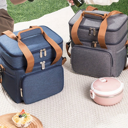 Insulated Lunch Bag with Shoulder Strap – Double Layer Leakproof Cooler Tote for Women Men Work Office School Picnic Beach Outdoor
