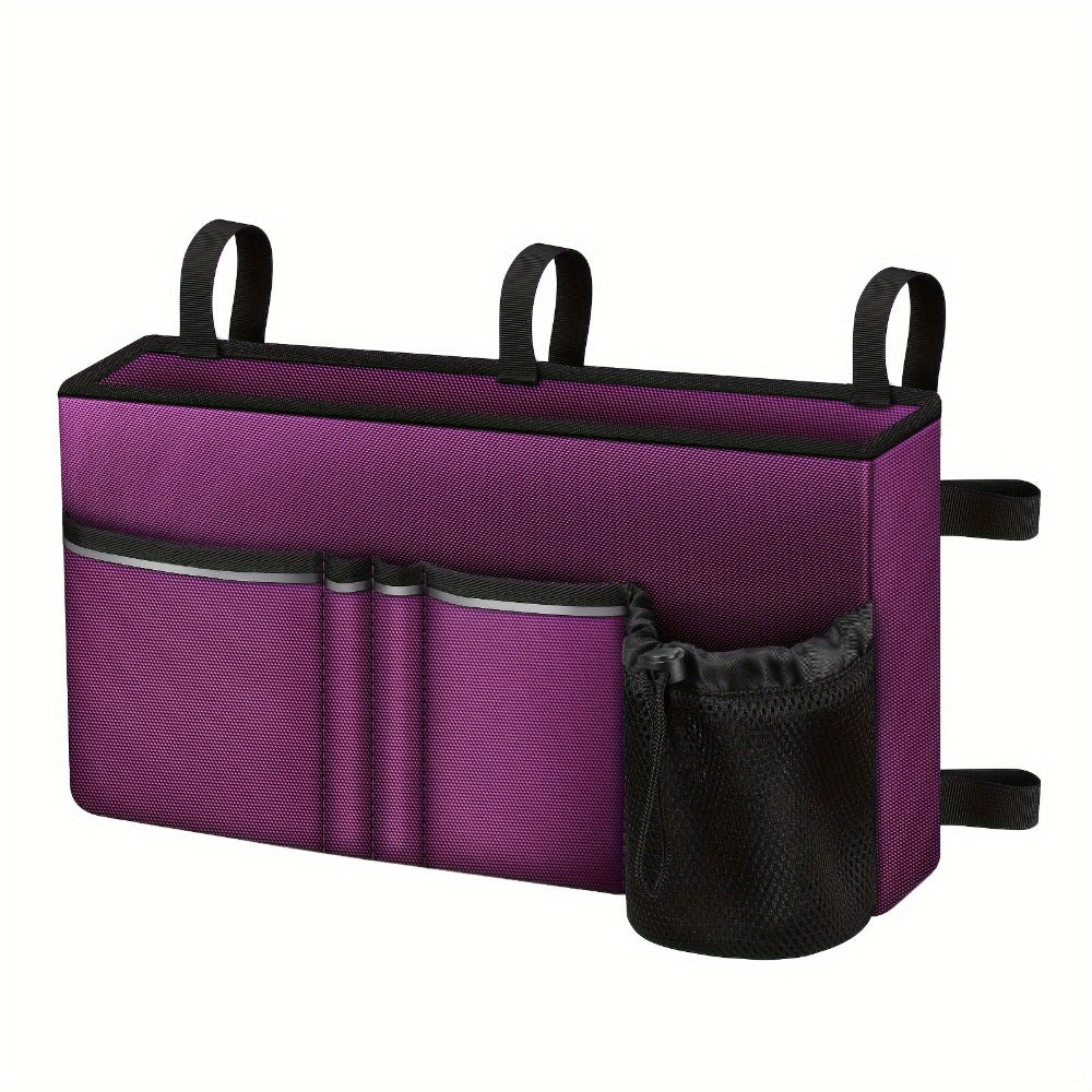 Walker Tote Bag with Cup Holder – Large Capacity Rollator Attachment Bag, 6-Pocket Mobility Aid Accessory Pouch with Reflective Stripe & ID