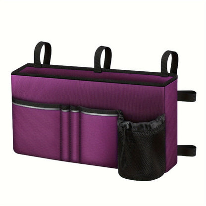 Walker Tote Bag with Cup Holder – Large Capacity Rollator Attachment Bag, 6-Pocket Mobility Aid Accessory Pouch with Reflective Stripe & ID