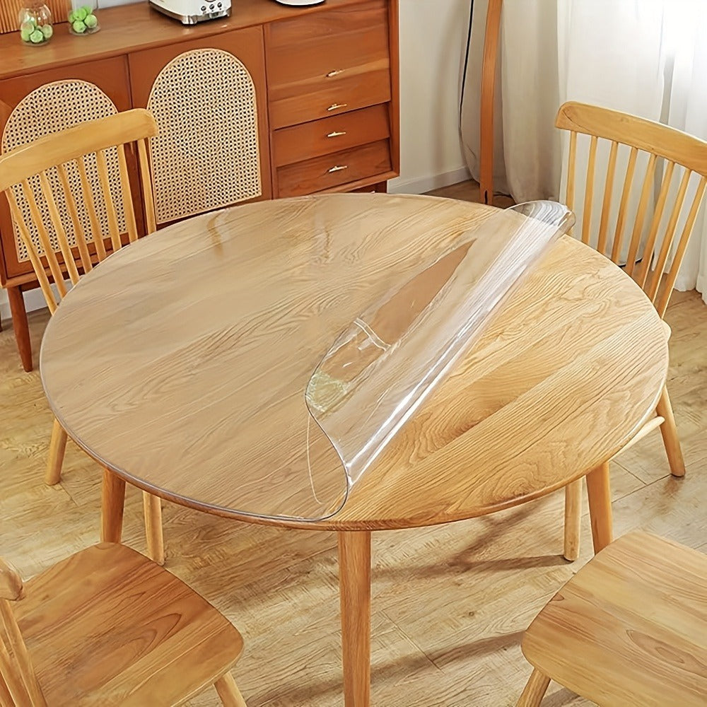 Round PVC Table Cover Clear Tablecloth 2MM Thick Scratch-Resistant Waterproof Table Protector for Dining Table Coffee Table Restaurant