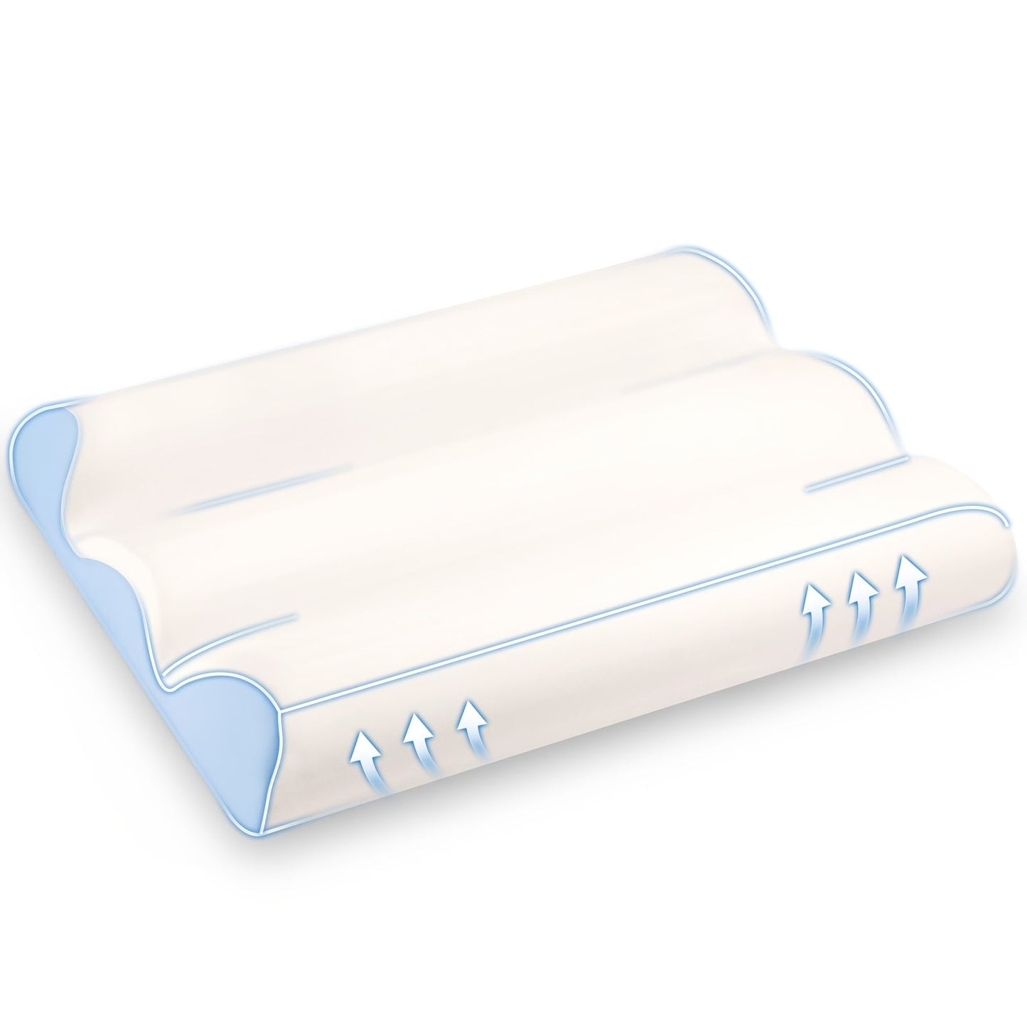 Memory Foam Cervical Pillow Contour Neck Support Orthopedic Bed Pillow for Side Back Stomach Sleepers with Cooling Pillowcase Queen King