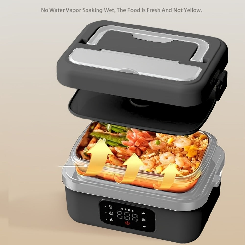 Heated Lunch Box, 8000mAh Battery-Powered 60W 1L Food Warmer with Timer and Power Bank Function