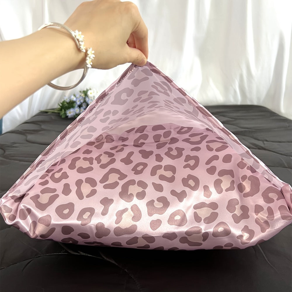 Leopard Print Pillow Covers Set of 4 with Sleep Mask and Headband Machine Washable Polyester Woven Fabric Travel Bedroom Decorative