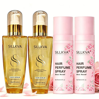 Argan Hair Oil & Rose Scented Spray Set for Women | Moroccan Penetrating Treatment Smooths Frizz Moisturizes Strengthens | Long-Lasting Rose