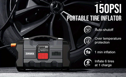 Jump Starter with Air Compressor 9000A Peak 10-in-1 150 PSI for All Gas 10L Diesel 12V USB USB-C Digital for Garden, Patio and Yard Use