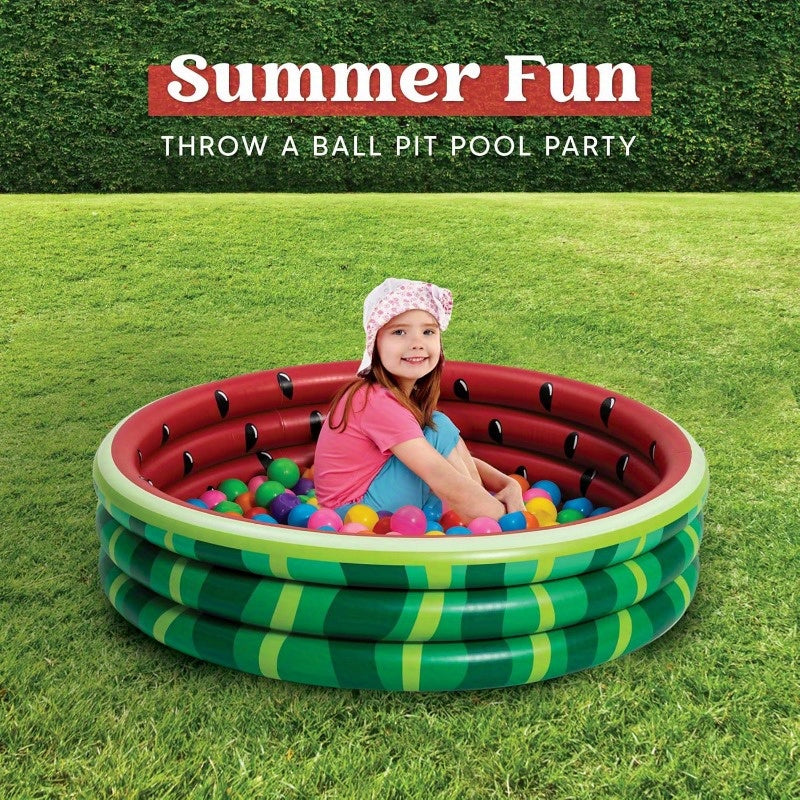 Kiddie Pool 3-Pack, 45 Inch Inflatable Swimming Pool for Kids with Fun Watermelon Pineapple Cupcake Designs