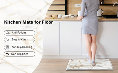 Anti Fatigue Kitchen Mat Non-Slip Cushioned Floor Rug for Standing Desk Sink Office – Marble Pattern