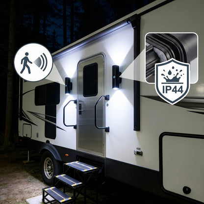 Motion Sensor Wall Lights 4-Pack – Rechargeable Magnetic Dual-Head LED Night Light, RGB & Tri-Color, Wireless for RV, Bedroom, Stairs