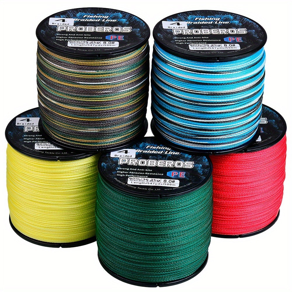 Braided Fishing Line 4 Strand 500M/547Yds – Abrasion Resistant Zero Stretch Superline 6LB-80LB, Multi-Color, Gray/Green/Camo