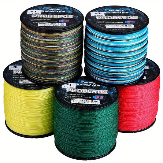 Braided Fishing Line 4 Strand 500M/547Yds – Abrasion Resistant Zero Stretch Superline 6LB-80LB, Multi-Color, Gray/Green/Camo