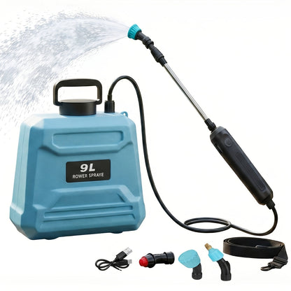 Garden Sprayer Battery Powered Electric USB Rechargeable 1.6-2.4 Gal with 3 Mist Nozzles Adjustable for Garden, Patio and Yard Use