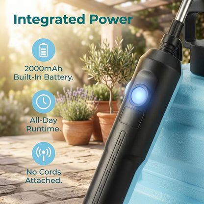 Garden Sprayer Battery Powered Electric USB Rechargeable 1.6-2.4 Gal with 3 Mist Nozzles Adjustable for Garden, Patio and Yard Use