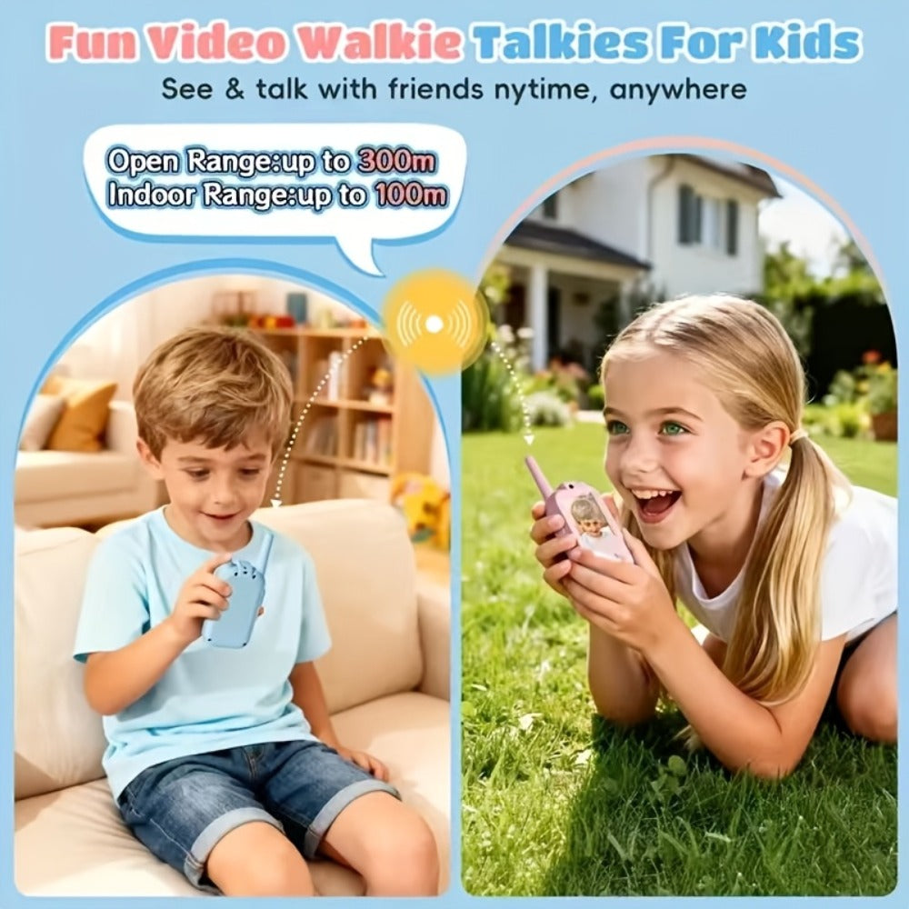 2-Pack Kids Walkie Talkie Toy 2.4GHz, Video Call, Voice Changer & HD Camera, Long-Range Wireless Communication