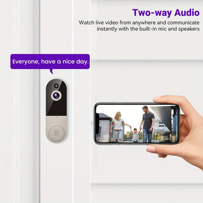 1440P Wireless Video Doorbell Camera WiFi Smart Doorbell with Night Vision Two-Way Audio Motion Detection Rechargeable Battery Local Storage
