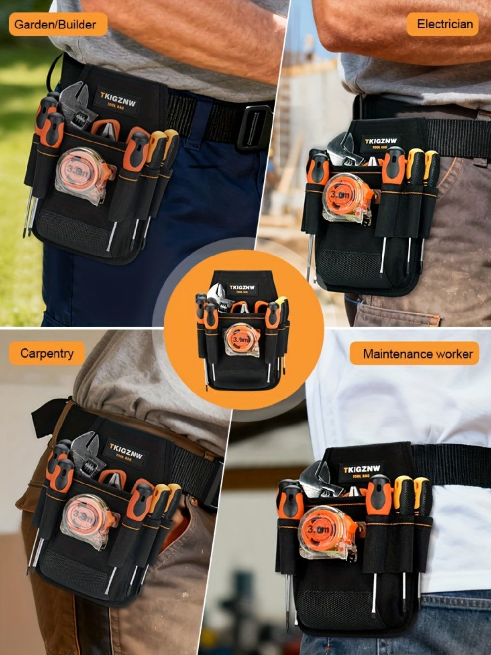 Tool Bag Heavy Duty 7-Pocket PVC Organizer for Mechanics & Electricians – Multi-Pocket Hand Tool Storage Bag