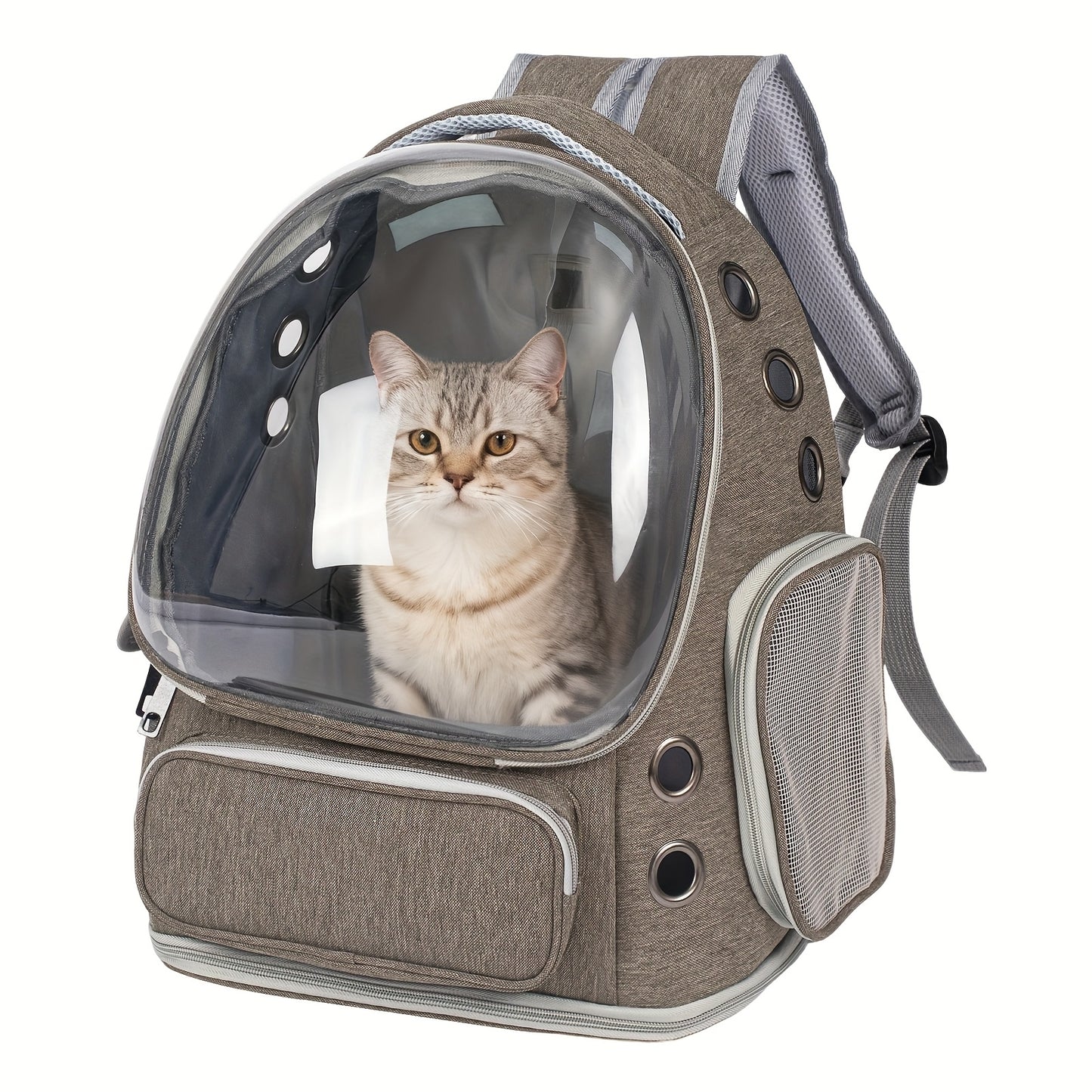 Cat Carrier Backpack Bubble Window Space Capsule Transparent Breathable Travel Bag for Cats & Kittens, Airline Approved Zipper & Pet Door