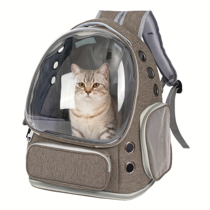 Cat Carrier Backpack Bubble Window Space Capsule Transparent Breathable Travel Bag for Cats & Kittens, Airline Approved Zipper & Pet Door