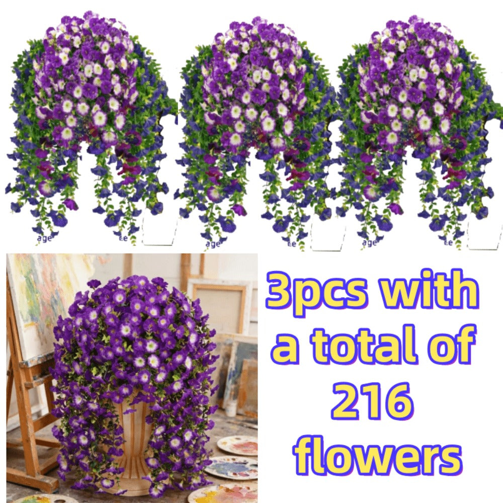 Artificial Rose Vine Hanging Garland 3pcs 216 Flowers – High-Density UV-Resistant Faux Rose Flower Vines with Realistic Roses & Foliage