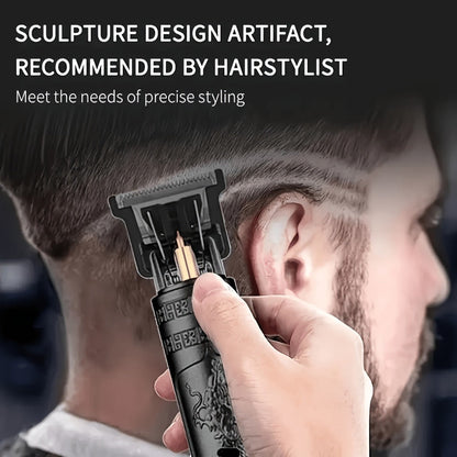 Hair Clipper Cordless USB-Rechargeable Set with Adjustable Blade, Four Guide Combs and Three Style Options